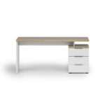 BUREAU, houten materiaal, wit, eikenkleur thumbnail 1