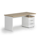 BUREAU, houten materiaal, wit, eikenkleur thumbnail 2