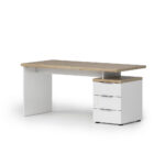 BUREAU, houten materiaal, wit, eikenkleur thumbnail 4