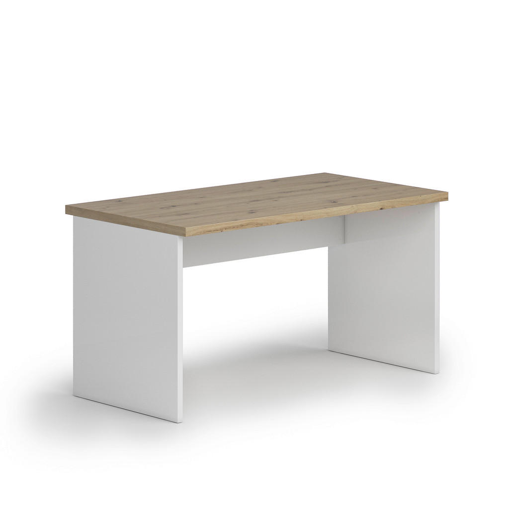 BUREAU, houten materiaal, wit, eikenkleur