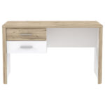 BUREAU, houten materiaal, wit, eikenkleur thumbnail 3