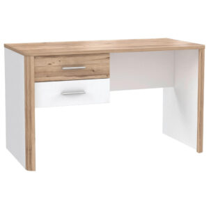 BUREAU, houten materiaal, wit, eikenkleur