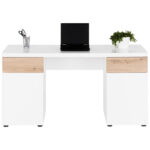 BUREAU, houten materiaal, wit, eikenkleur thumbnail 1