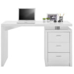 BUREAU metaal, houtmateriaal wit, chroomkleuren thumbnail 2
