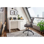 BUREAU metaal, houtmateriaal wit, chroomkleuren thumbnail 6