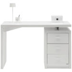 BUREAU metaal, houtmateriaal wit, chroomkleuren thumbnail 7