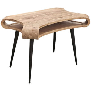 BUREAU hout, zwart metaal, acaciakleuren