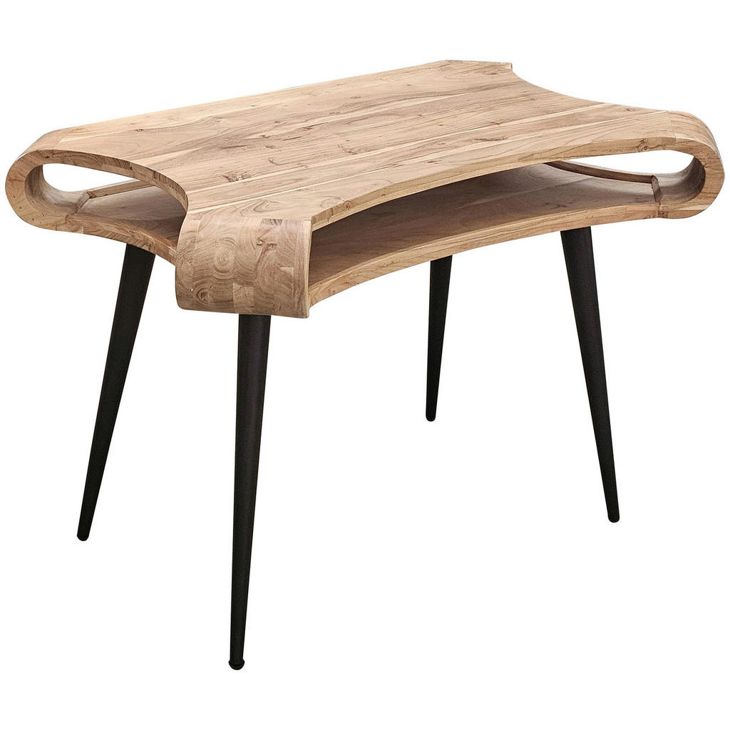 BUREAU hout, zwart metaal, acaciakleuren