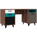 BUREAU houten materiaal, metaal, kunststof grijs, groen, zwart, wit, eiken kleuren thumbnail 1