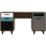 BUREAU houten materiaal, metaal, kunststof grijs, groen, zwart, wit, eiken kleuren thumbnail 3