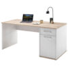 BUREAU, houten materiaal, wit, eikenkleur