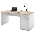 BUREAU, houten materiaal, wit, eikenkleur thumbnail 1