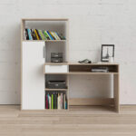 BUREAU, houten materiaal, wit, eikenkleur thumbnail 2