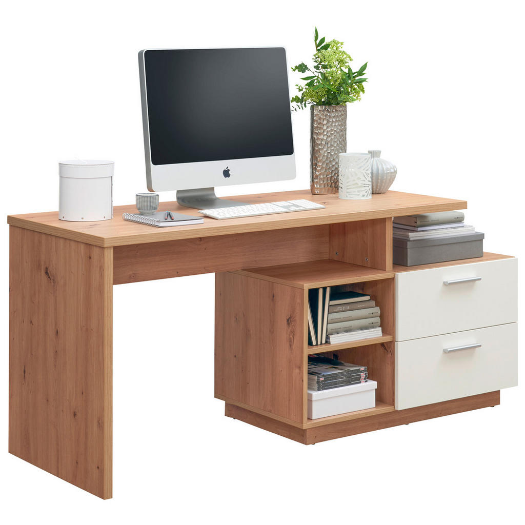 BUREAU houtmateriaal wit, ambachtelijk eiken