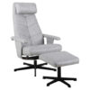 LOUNGER MET VOETSTEAD, zwart, lichtgrijs metaal, textiel