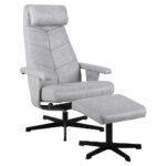 LOUNGER MET VOETSTEAD, zwart, lichtgrijs metaal, textiel thumbnail 1
