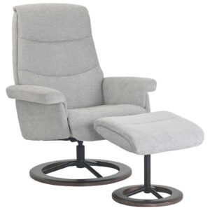 LOUNGE MET VOETSTEAD, zwart, lichtgrijs textiel