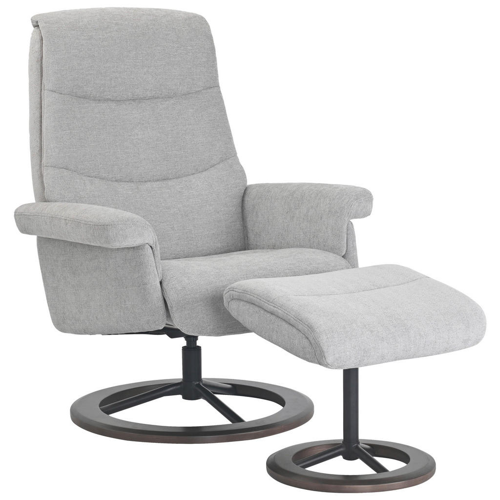 LOUNGE MET VOETSTEAD, zwart, lichtgrijs textiel