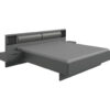 BED 160 cm x 200 cm, glas, grafietkleurig houtmateriaal