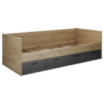 BED 90 cm x 200 cm, grafietkleurig houtmateriaal, ambachtelijk eikenhout thumbnail 5