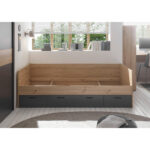 BED 90 cm x 200 cm, grafietkleurig houtmateriaal, ambachtelijk eikenhout thumbnail 6
