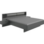 BED 180 cm x 200 cm, glas, grafietkleurig houtmateriaal thumbnail 1