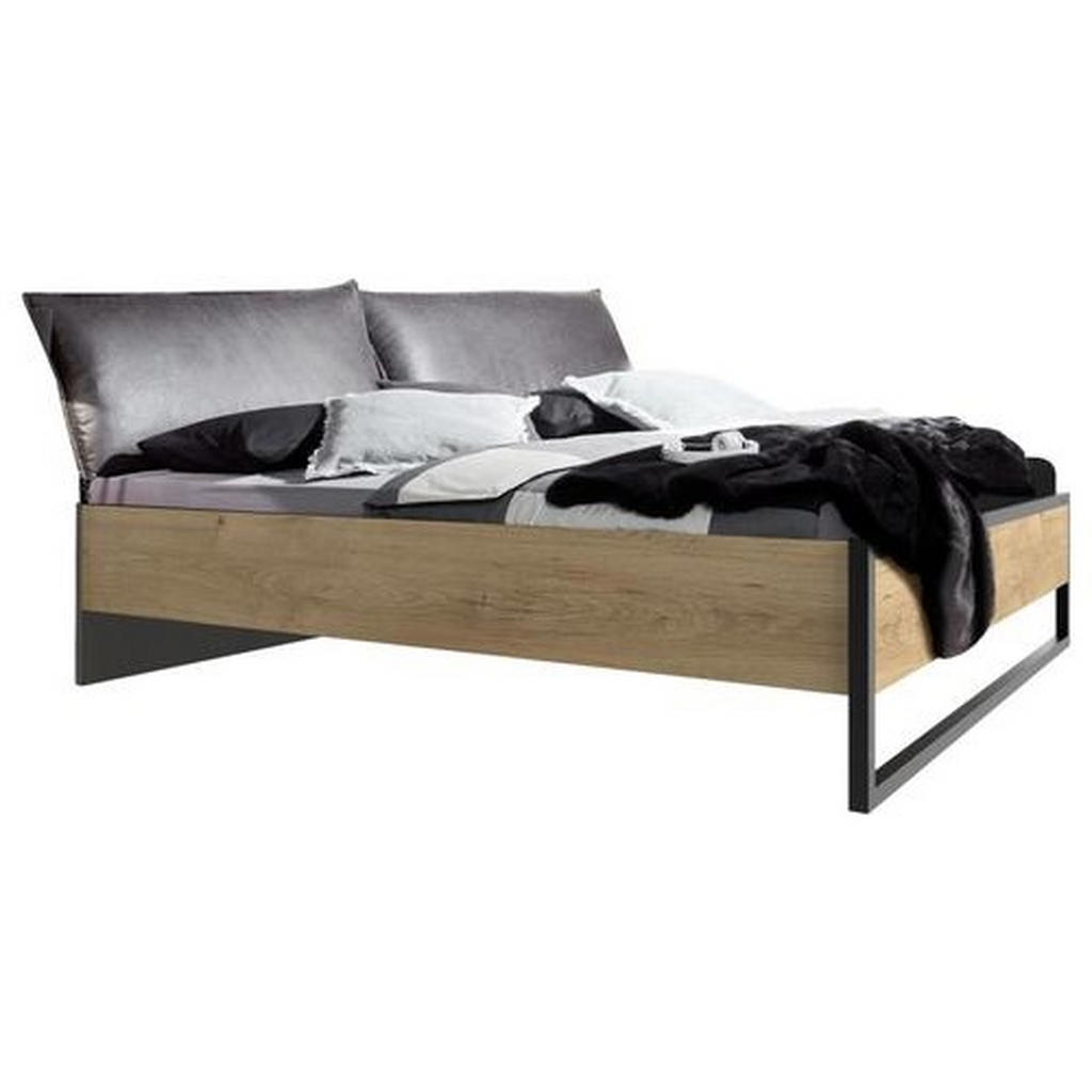 BED 180 cm x 200 cm, houtmateriaal grafietkleur, eikenkleur