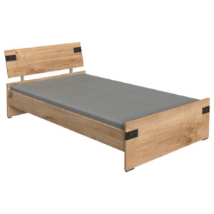 BED 120 cm x 200 cm, houtmateriaal grafietkleur, eikenkleur