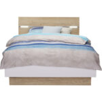 BED 120 cm x 200 cm, houtmateriaal wit, eikenkleur thumbnail 3