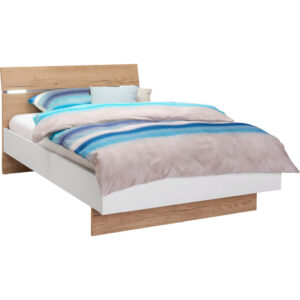 BED 120 cm x 200 cm, houtmateriaal wit, eikenkleur