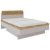 BED 140 cm x 200 cm, hout, houtmateriaal eikenkleur, lichtgrijs