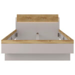 BED 140 cm x 200 cm, hout, houtmateriaal eikenkleur, lichtgrijs thumbnail 3