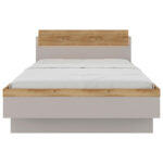 BED 140 cm x 200 cm, hout, houtmateriaal eikenkleur, lichtgrijs thumbnail 4