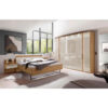BED 180 cm x 200 cm, hout, textiel, houten materiaal, champagnekleur, wit eiken