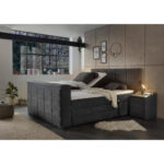 BOXSPRINGBED 180 cm x 200 cm, textiel antraciet thumbnail 2
