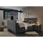 BOXSPRINGBED 180 cm x 200 cm, textiel antraciet thumbnail 5