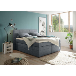 BOXSPRINGBED 180 cm x 200 cm, textiel antraciet
