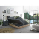 POSTELJA BOXSPRING 180 cm   x 200 cm  , les, tekstil, leseni material antracit thumbnail 2
