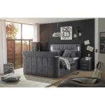 BOXSPRINGBED 180 cm x 200 cm, textiel, houtmateriaal antraciet thumbnail 1