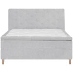 BOXSPRINGBED 160 cm x 200 cm, lichtgrijs textiel thumbnail 3