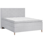 BOXSPRINGBED 160 cm x 200 cm, lichtgrijs textiel thumbnail 4