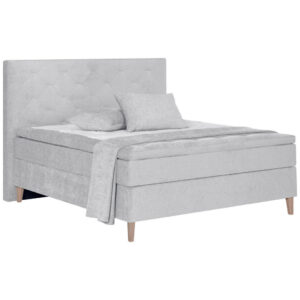 BOXSPRINGBED 160 cm x 200 cm, lichtgrijs textiel