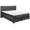 BOXSPRINGBED 180 cm x 200 cm, textiel, houtmateriaal antraciet