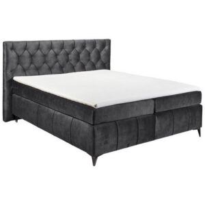 BOXSPRINGBED 180 cm x 200 cm, textiel, houtmateriaal antraciet