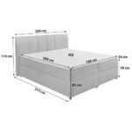 BOXSPRINGBED 180 cm x 200 cm, textiel antraciet thumbnail 6