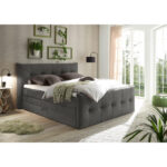 BOXSPRINGBED 180 cm x 200 cm, textiel antraciet thumbnail 2