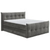 BOXSPRINGBED 180 cm x 200 cm, textiel antraciet