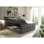 BOXSPRINGBED 180 cm x 200 cm, textiel antraciet thumbnail 6