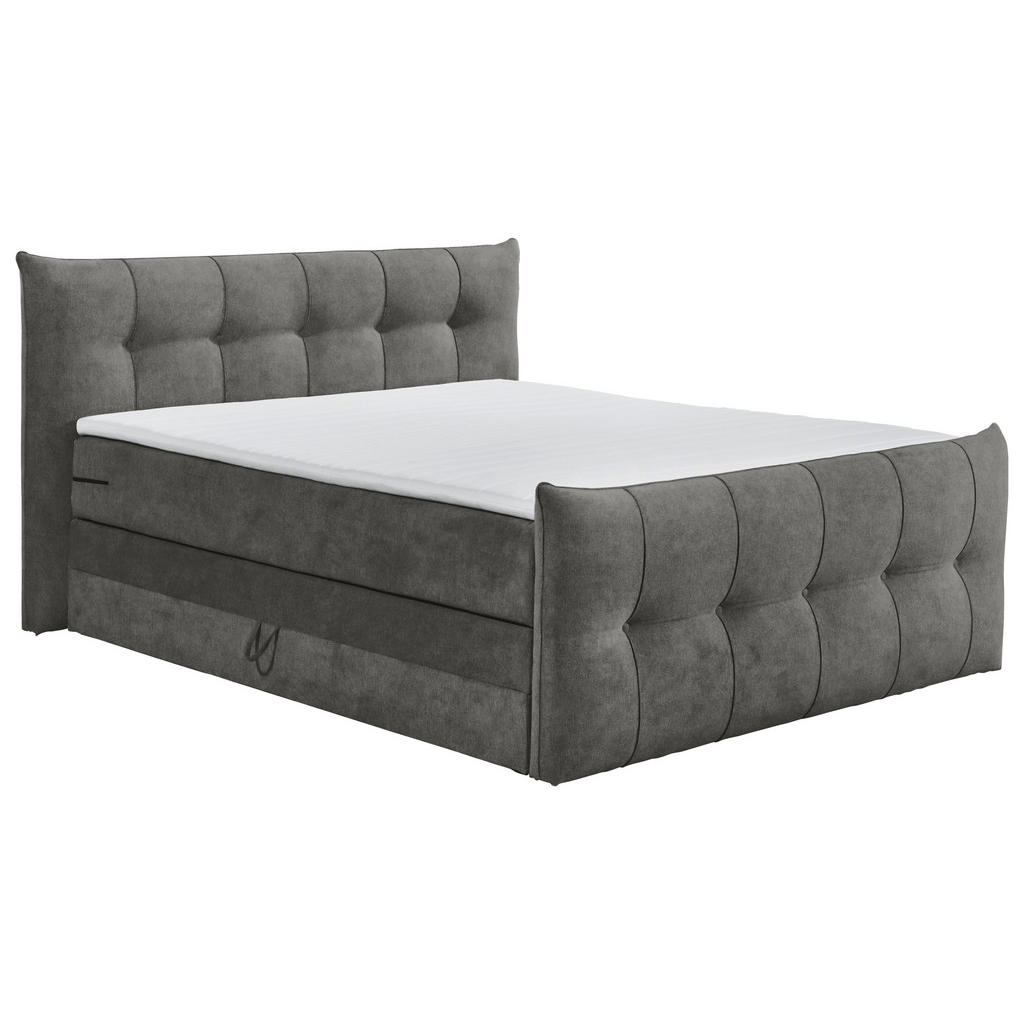 BOXSPRINGBED 180 cm x 200 cm, textiel antraciet