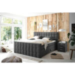BOXSPRINGBED 180 cm x 200 cm, textiel, houtmateriaal antraciet thumbnail 2